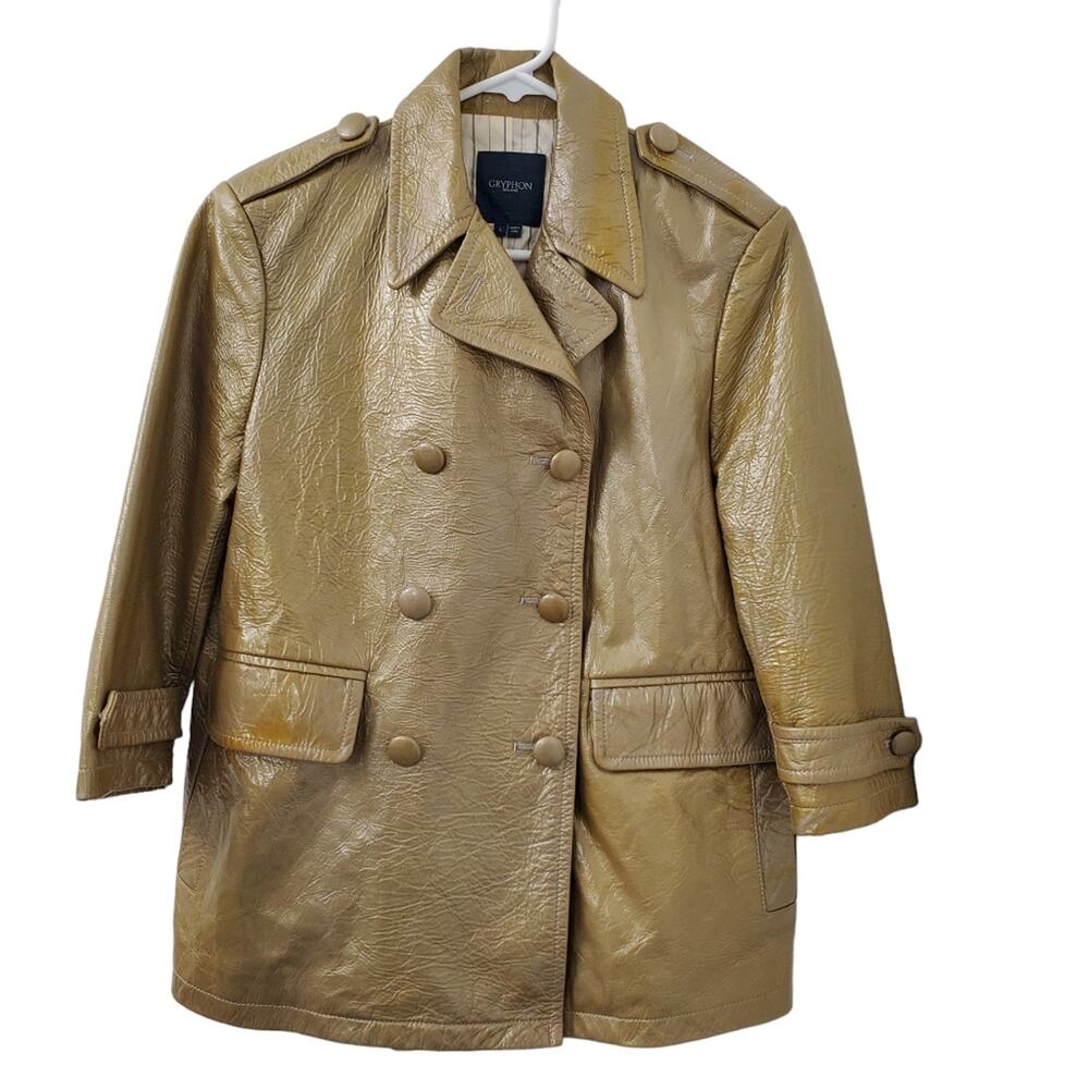 Gryphon NYC Pearlized Leather Crop Peacoat (L)